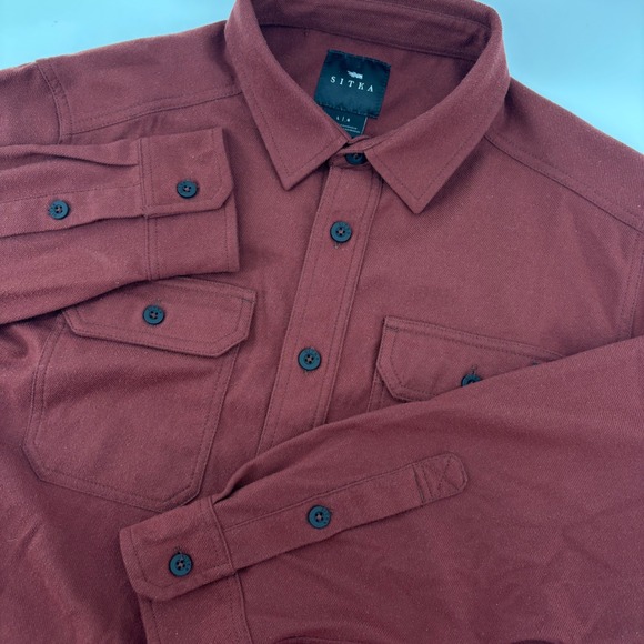 Sitka Gear Other - Sitka Men Button Down Shirt Large Maroon Long Sleeve Flannel Heavyweight Outdoor